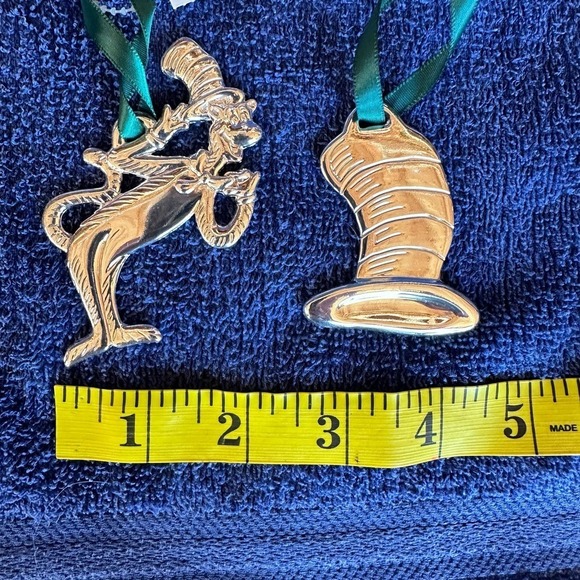 NEW Vintage Cat In The Hat Christmas Tree Ornament Dr Seuss Silver Plated Set - Picture 11 of 11